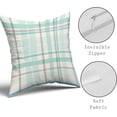 thumbnail image 4 of Spring Decorative Pillow Covers 16x16 Set of 2 Light Blue Green Grey Buffalo Plaid Holiday Throw Pillows Spring Summer Decorations Pillowcase Cotton Square Cushion Cover Decor for Home Couch Bed Soft, 4 of 6
