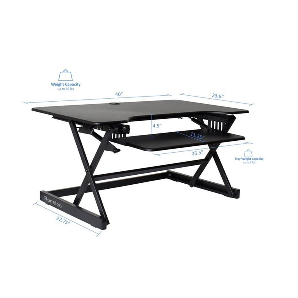 Pemberly Row 40" Large Height Adjustable Standing Desk Converter - Black