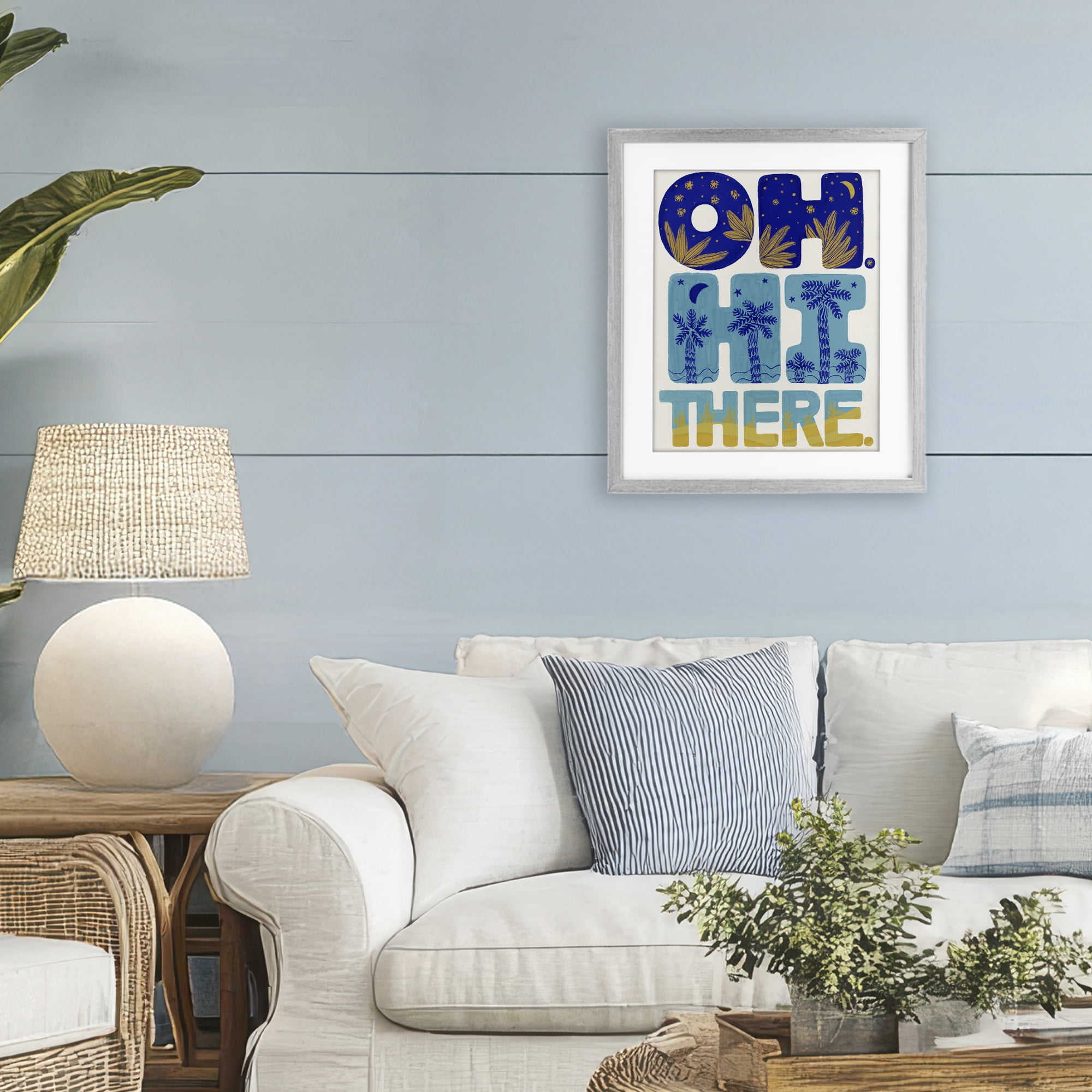 Stupell Industries Oh Hi There Tropical Gray Framed Print Under Glass, design by Connie Summers