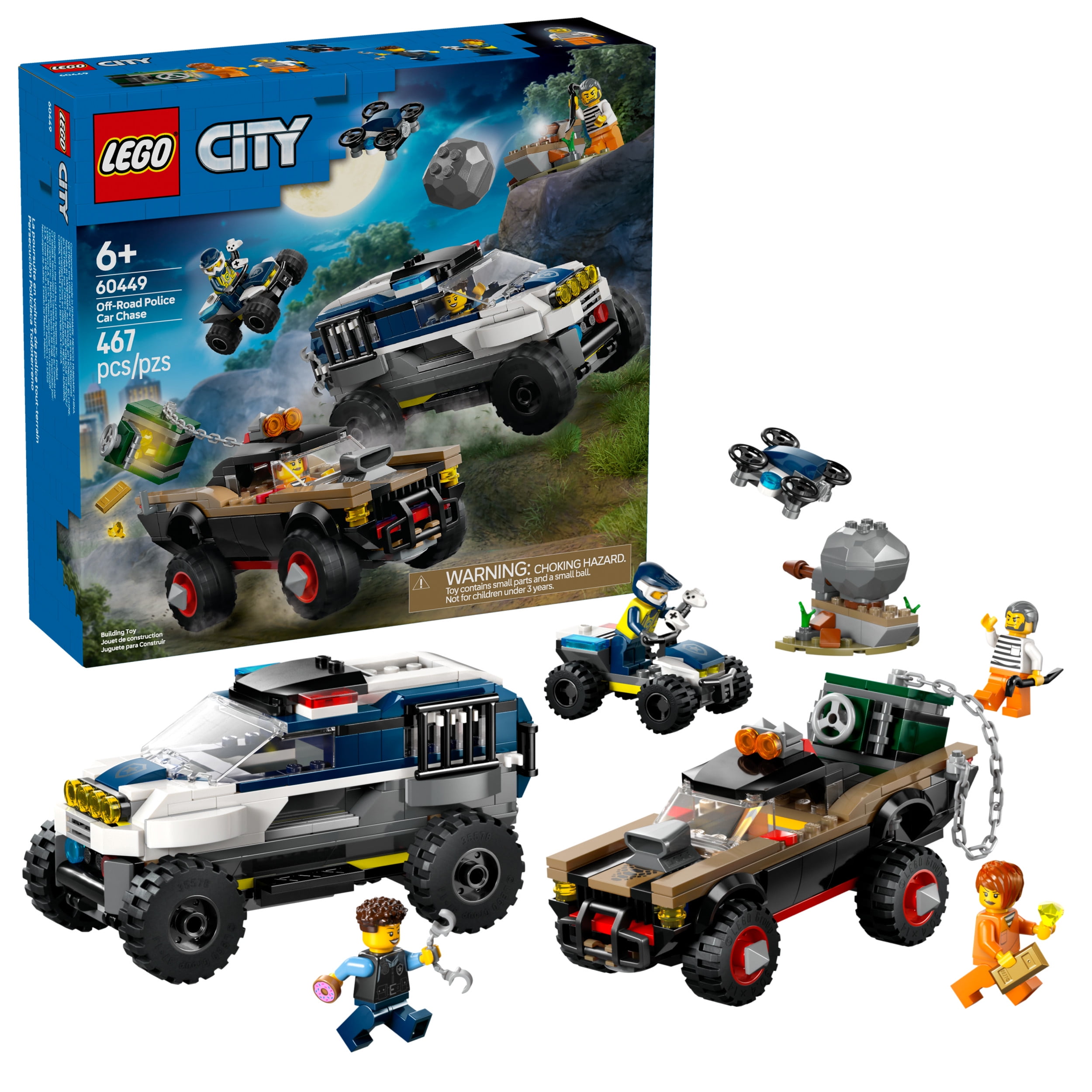 LEGO City Off-Road Police Car Chase Vehicle Set - Building Toy for Kids, Boys, and Girls, Ages 6-8 - Fun Holiday or Birthday Gift Idea - Includes Toy Car, Officer, and Crook Minifigures - 60449