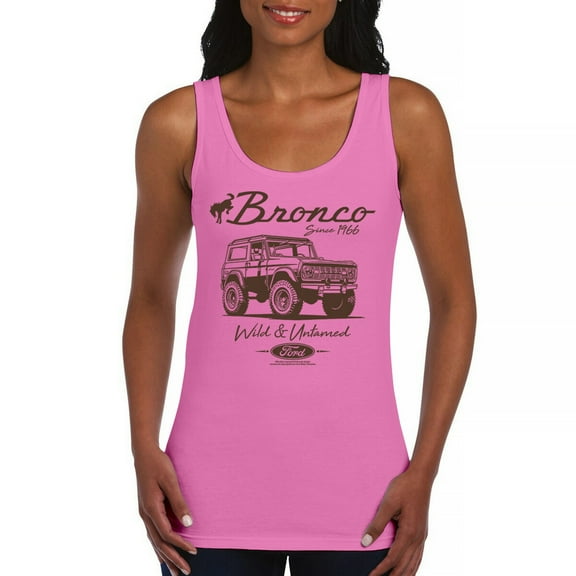 Ford Bronco Wild and Untamed Since 1966 Women's Tank Top Vintage Off-Road 4x4 Adventure Retro Truck Licensed