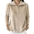 thumbnail image 2 of Velour Full Zip-Up Jackets For Women Full Vintage Stand Collar Long Sleeve Workout Casual Coats, Size S-XXL, 2 of 6