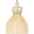 thumbnail image 3 of Flower Girls Dress Sequin Glitter Beaded Dress Wedding Prom Bridesmaid Gold, 3 of 4