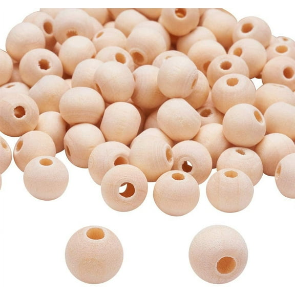 500pcs 8mm Natural Round Wooden Beads Assorted Round Wood Ball Loose Spacer Beads for DIY Jewelry Craft Making Moccasin