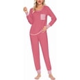thumbnail image 2 of SWOMOG Ensemble de Pyjama pour Femmes, Haut à Manches Longues avec Pantalon, 2 Pcs, Vêtement de Nuit, Ensemble de Pyjama en Modal Doux, 2 of 6