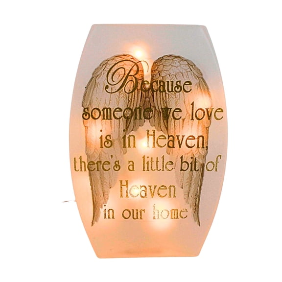 Stony Creek 9.75In Heaven In Our Home Pre-Lit Lg Glass Vase, Glass, Bereavement Wings Brv8265 Gold