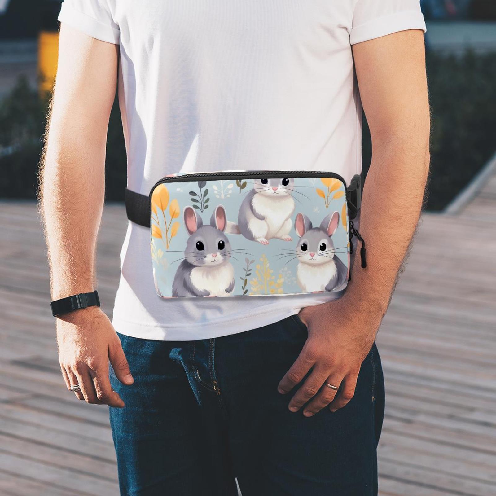 Chinchilla Adjustable Lightweight Waist Bags with Extension Strap, Unisex Running Belt Fanny Pack