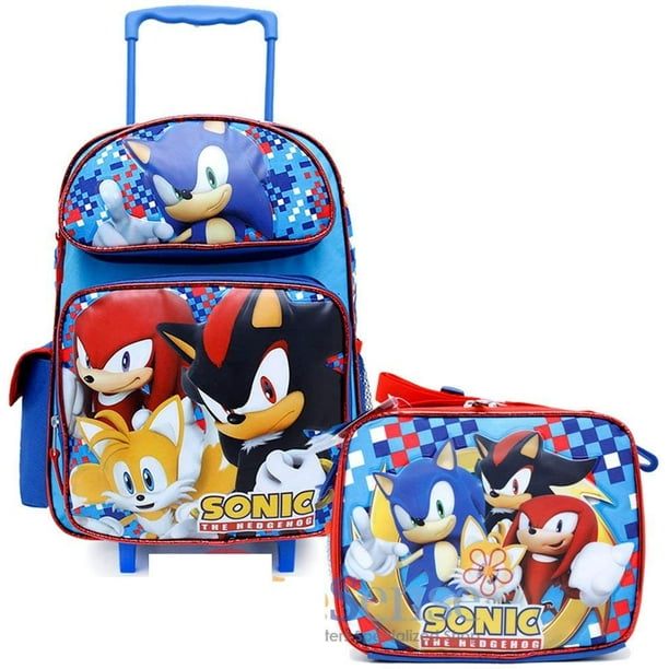Sonic Sonic The Hedgehog 16" Large School Roller Backpack Lunch Bag