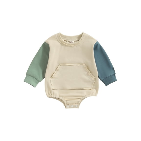 Bagilaanoe Newborn Baby Girl Boy Oversized Romper Sweatshirt Long Sleeve Bodysuit Contrast Color Pullover 3M 6M 12M 18M 24M Infant Casual Tee Tops