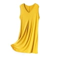 thumbnail image 2 of Fanxing Womens Nightgown Built in Bra Sleepwear Sleeveless Sleep Shirt V Neck Lace Nightshirts Yellow,L, 2 of 6