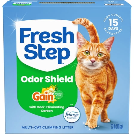 Fresh Step Odor Shield Multi Cat Clumping Litter with Febreze, Gain Original Scent, 22 lb