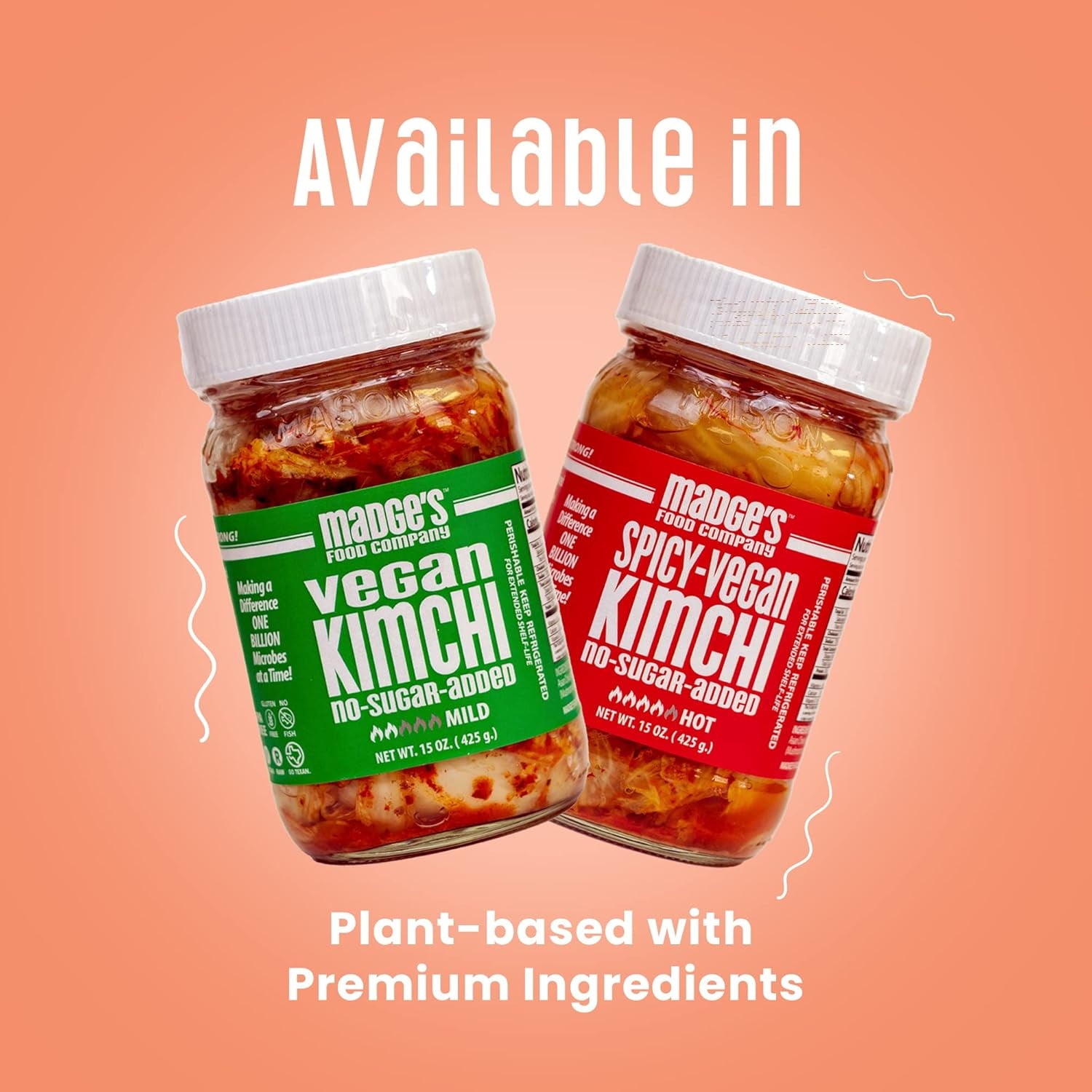 Madge's Food Company, Spicy Kimchi, 15 Ounce, Vegan, Refrigerated