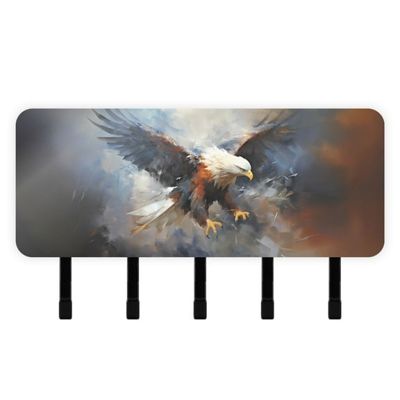Eagle by Painting Mail Holder Organizer Wall Mount with Shelf Key Holder Key Rack with 5 Key Hooks for Wall Decorative
