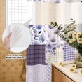 thumbnail image 3 of No Hook Shower Curtain, Spring Floral Shower Curtains for Bathroom with See Through Top Window, Dark Purple Flowers Patchwork Grid Bohemia Waterproof & Washable Bath Curtain Narrow 54"x78", 3 of 9