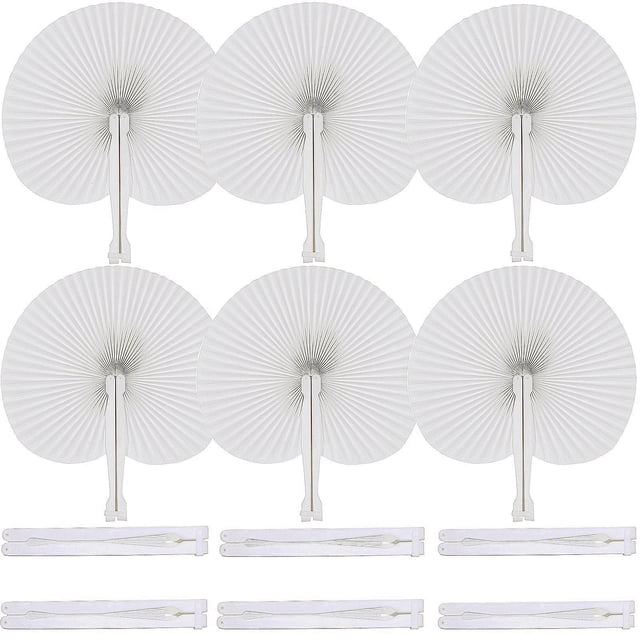 Abanicos de mano plegables Bestage, 150 paquetes, blancos, para bodas