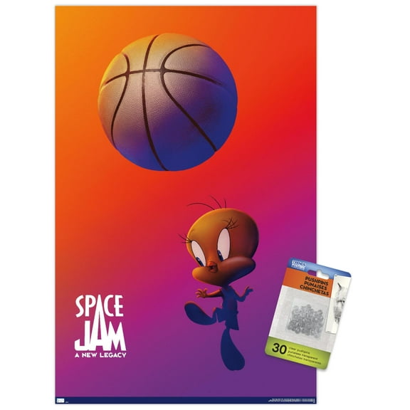 Space Jam: A New Legacy - Tweety One Sheet Wall Poster with Pushpins, 14.725" x 22.375"