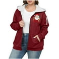 thumbnail image 3 of QIUOMBBP Oversized Sweatshirts for Women Long Sleeve Zip Up Hoodies Sherpa Fleece Winter Jackets Christmas Gifts, Red, XXXXL, 3 of 6