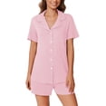 thumbnail image 5 of Ekouaer Pajamas Set for Women 2 Piece Pjs Short Sleeve Sleepwear Button Down Lounge Shorts Sets, 5 of 6