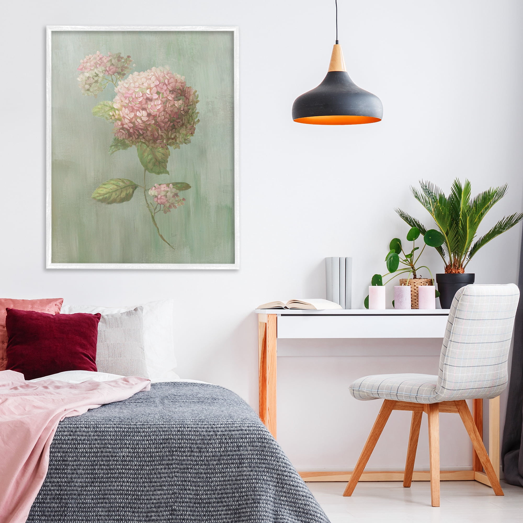 Stupell Industries Single Hydrangea Bushel White Framed Giclee Art, design by Nan
