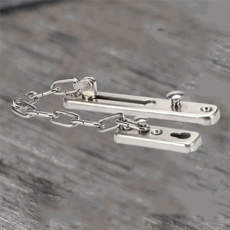 WHAMVOX Chain Door Lock Stainless Steel Straight Chain Security Door Chain Guard Latch Lock for Home Hotel (Silver)