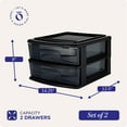 thumbnail image 5 of Homz Plastic 2 Drawer Medium Home Storage Cart, Black Frame with Smoke Tint Drawer, 2 Pack, 5 of 11