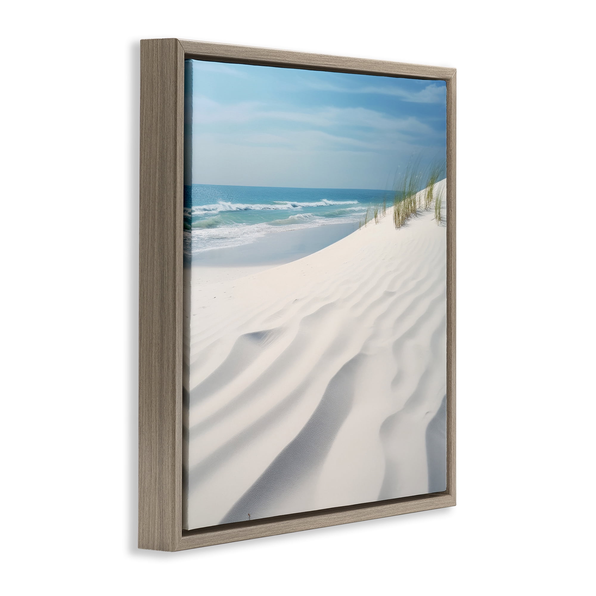 Stupell Industries Seabreeze Windy Dunes Landscape Photography Brown Floater Framed Canvas Art Print Wall Art, 18 x 18