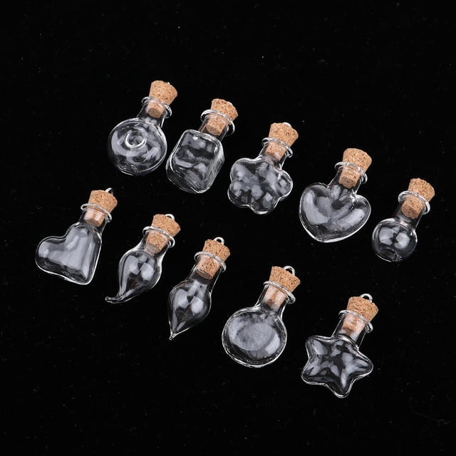 10pcs Botellas de Viales Tapón de corcho Almacenamiento decorativo Hugo Mini botellas con tapón de corcho