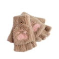 thumbnail image 5 of Guantes cálidos de invierno de doble propósito con forma de pata de oso y medio dedo para estudiantes adultos, 5 of 5