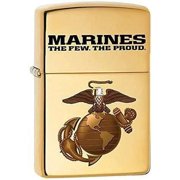 Zippo Lighter - USMC U.S. Marine Corps. Lighter High Polish Brass #Z5312