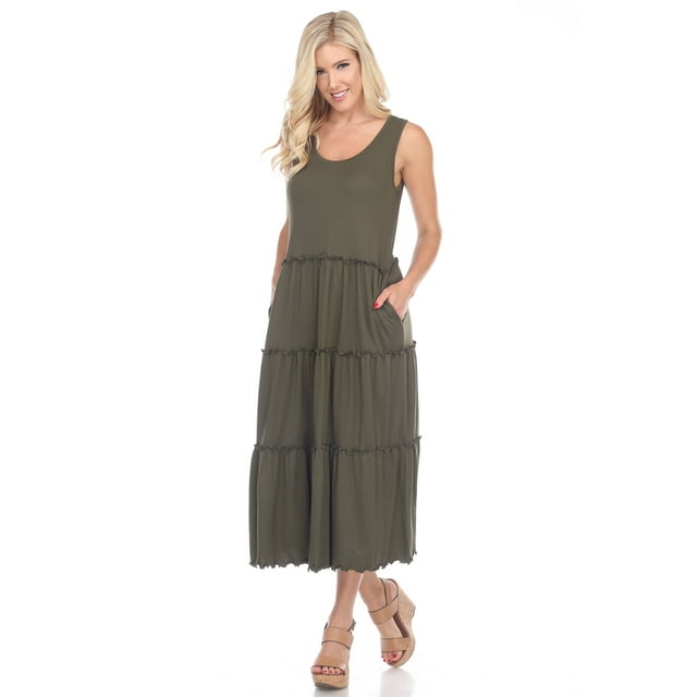White Mark Robe Midi à Étages à Encolure Dégagée pour Femme