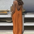 thumbnail image 5 of WULMLEO Womens Cotton Linen Spaghetti Strap Maxi Dresses Trendy Summer Backless Sleeveless Loose Flowy Vacation Dress Orange 2XL, 5 of 9