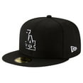 thumbnail image 3 of Men's New Era Black Los Angeles Dodgers 2024/25 Back to Back Champions Circle Side Patch Fitted 59FIFTY Hat, 3 of 5