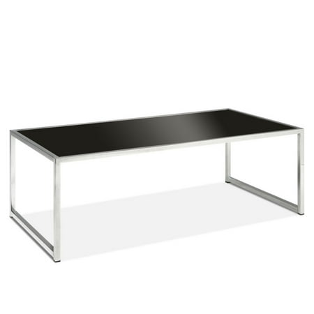 OSP Home Furnishings Yield Coffee Table. Black Glass and Chrome Accents