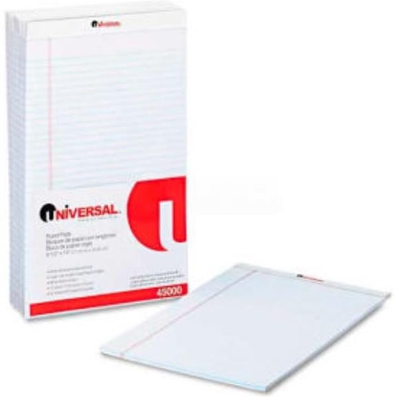 United Stationers Supply B1428338 Universal Perforated Edge Writing Pad - Wide & Margin Rule - Legal - White - 50 Sheet - Pack of 12