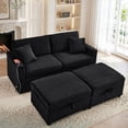 thumbnail image 4 of Muumblus Loveseat Sectional Sofa with 2 Storage Ottomans, Modular Cloud Couch with 2 Side Tables & USB, Plush Double Chaise Lounge Sofa Bed Indoor, Black Corduroy, 4 of 13