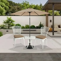 Homefun Outdoor Bistro Set 3pc - Cast Aluminum Table & Chairs w/Weatherproof Cushions, Rust-Resistant Patio Furniture for Small Spaces