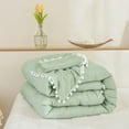 Move Over Sage Green Comforter Set King Pom Poms Bedding Sets White