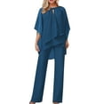 thumbnail image 2 of Women's Gradient Color Round Neck Casual Loose Long Sleeve Top And Pants Set Pant Suits for Women Dressy plus Size Formal Pants Women Petite Janitor Suit for Women Tracksuit for Women Pant Suits for, 2 of 4