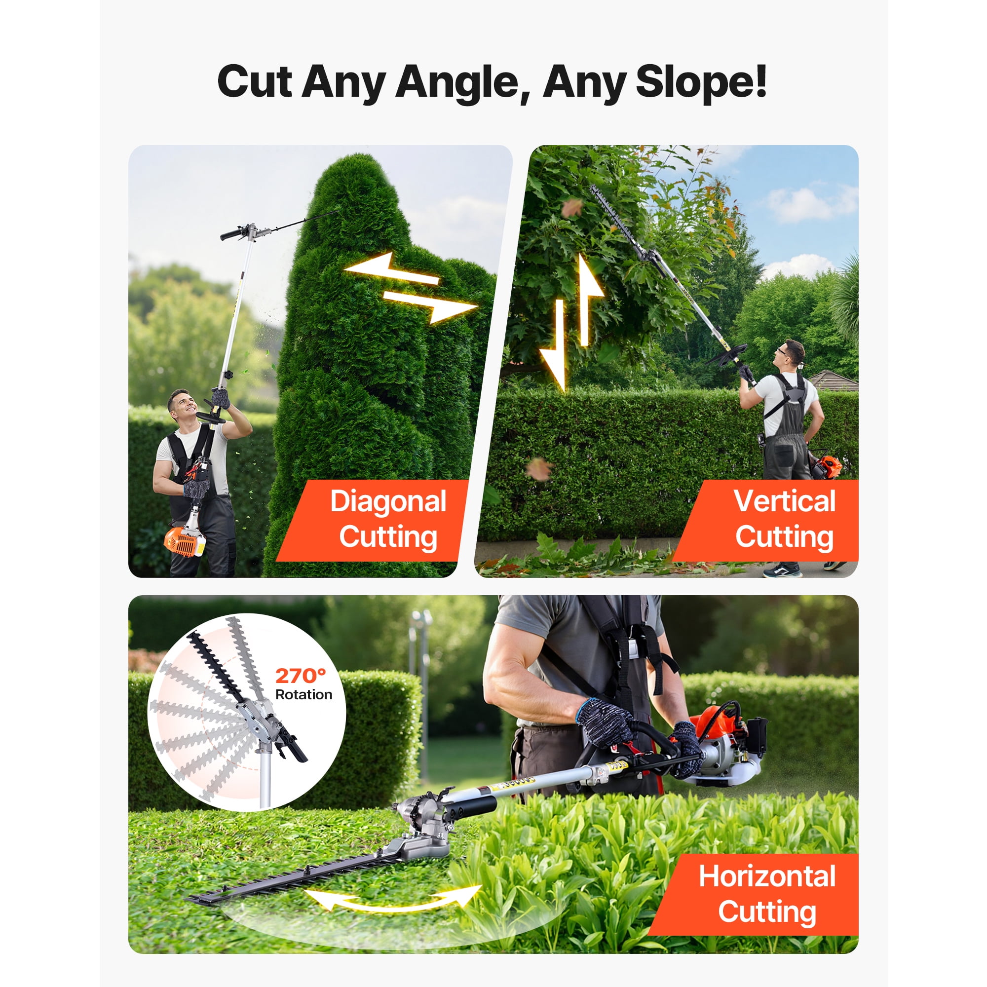 26cc 4-in-1 Gas Powered Multi-Tool with Attachments – Handheld Hedge Trimmer, String Trimmer, Edger & Brush Cutter – Includes Protective Gear Set (Glasses, Gloves, Earmuffs) for Lawn, Yard, Shrubs &