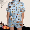 thumbnail image 6 of XINPING Halloween Pajama Set Whimsical Halloween Printed Pajama Notched Collar and Short Sleeves Cozy Home Loungewear In Short Pants for Fall and Holidays M, 6 of 7