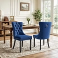 thumbnail image 4 of PAPROOS Upholstered Dining Chairs Set of 2, Velvet Dining Chairs with Button-Tufted Back, Back Ring and Nailhead Trim, Modern Farmhouse Kitchen Chairs with Solid Wood Legs, Blue, 4 of 11