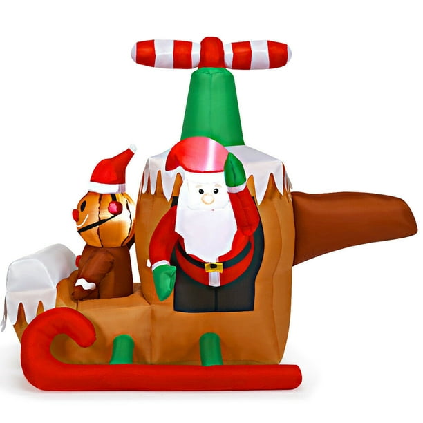 Costway 6Ft Long Gonflable Santa Claus Avion de Vol Faire Sauter la Décoration de Noël