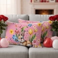 thumbnail image 2 of Easter Throw Pillow Covers 12x20 Inch Set of 2 Bunny Easter Eggs Decorative Pillow Covers Flower Leaves Pink Cushion Cover Pillowcase for Sofa Couch Bed Home Decor, 2 of 9