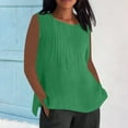 thumbnail image 2 of Yubnlvae Linen Work Blouses for Women - Summer Casual Round Neck Tops (Breathable Office & Weekend Shirts) Green XXL, 2 of 8