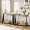 thumbnail image 1 of Table Console Étroite Style Ferme avec Tablette de Rangement – Table d'Appoint à 2 Niveaux pour Sofa – Pattes Métalliques Modernes en Forme de V – Meuble d'Entrée Gain de Place pour Salon, Couloir, derrière le Sofa – Gris, 1 of 8