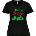 thumbnail image 3 of Inktastic Merry Christmas, Rudolph, Stars - Red Green Women's Plus Size T-Shirt, 3 of 5