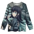 thumbnail image 3 of Demon Slayer Tokito Muichiro Men's Lounge Pajamas Set 2-Piece Crew Neck Sleepwear Soft Long Sleeve Top & Pants for Sleep, Home & Vacation 3XL, 3 of 8