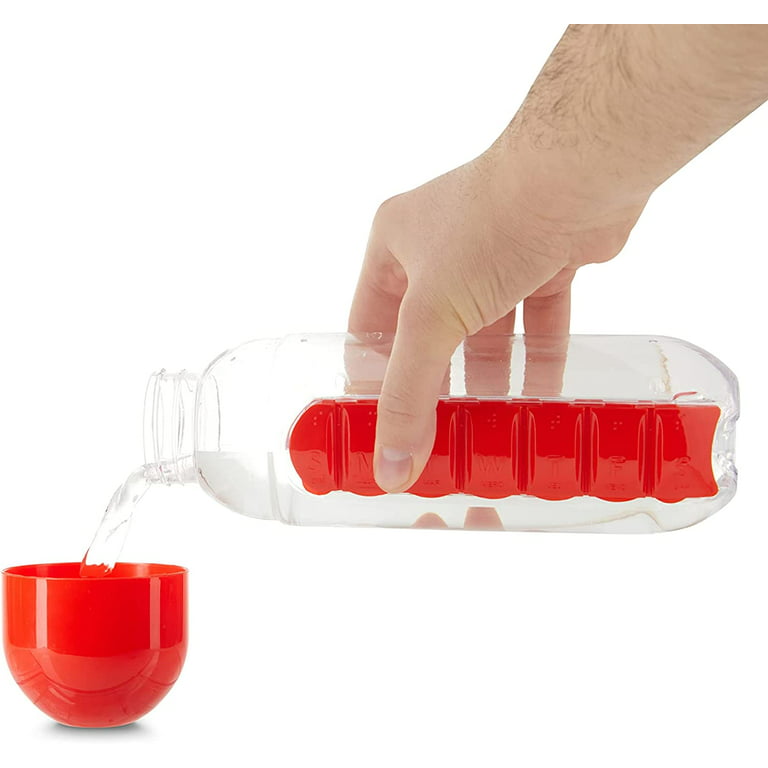 Water Bottle with Pill Holder - Plastic Water Bottle with Pill Box