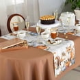 thumbnail image 5 of Table Runner Dresser Scarves 108 Inch Long,Watercolor Fall Pumpkin Fox Squirrel Linen Dining Table Runners Watercolor Leaves on Retro Wooden Tabletop Scarf for Wedding Holiday Party Kitchen, 5 of 9