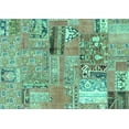 thumbnail image 1 of Ahgly Company Machine Washable Indoor Rectangle Patchwork Turquoise Blue Transitional Area Rugs, 3' x 5', 1 of 4